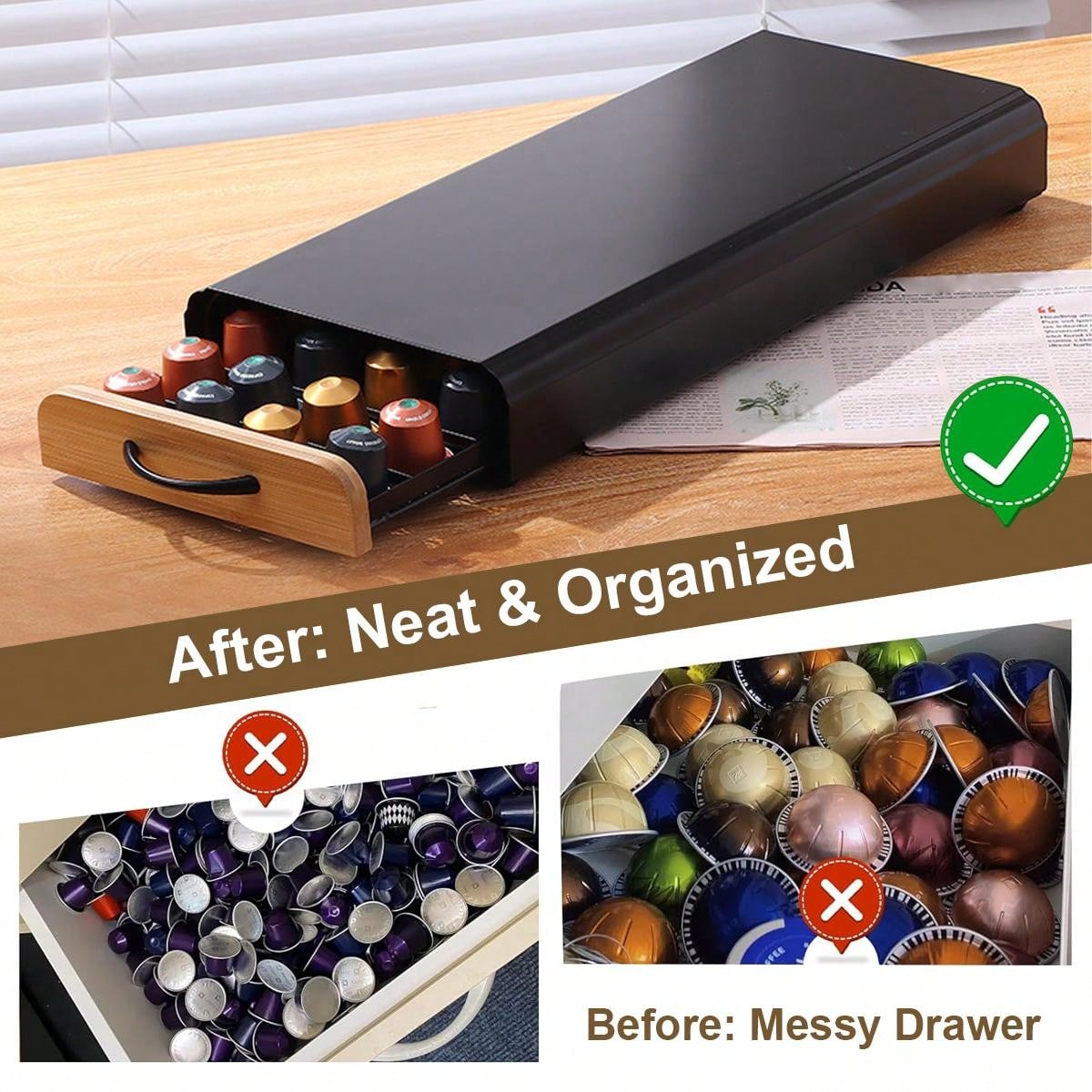 Wooden handle Drawer Type Coff - đánh giá và giá Coffee Capsule Holder