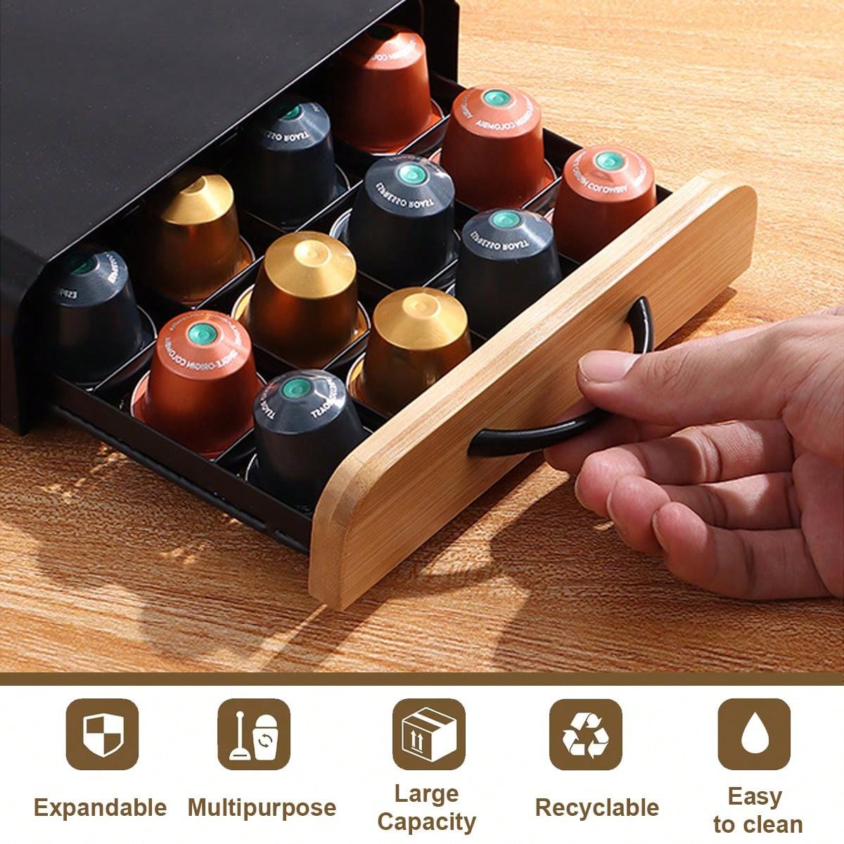 Wooden handle Drawer Type Coff - đánh giá và giá Coffee Capsule Holder