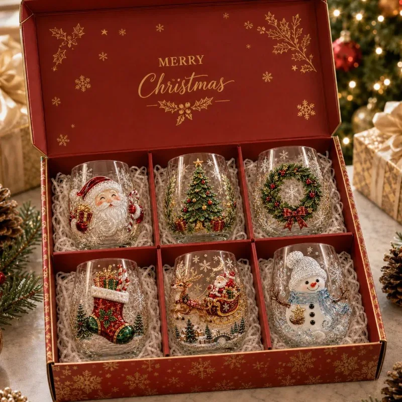 3D Christmas Glass Cup Art Lux - đánh giá và giá Coffee Tea Flower